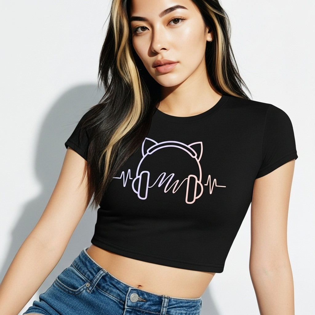 Cat Ear Frequency Women's Crop Top